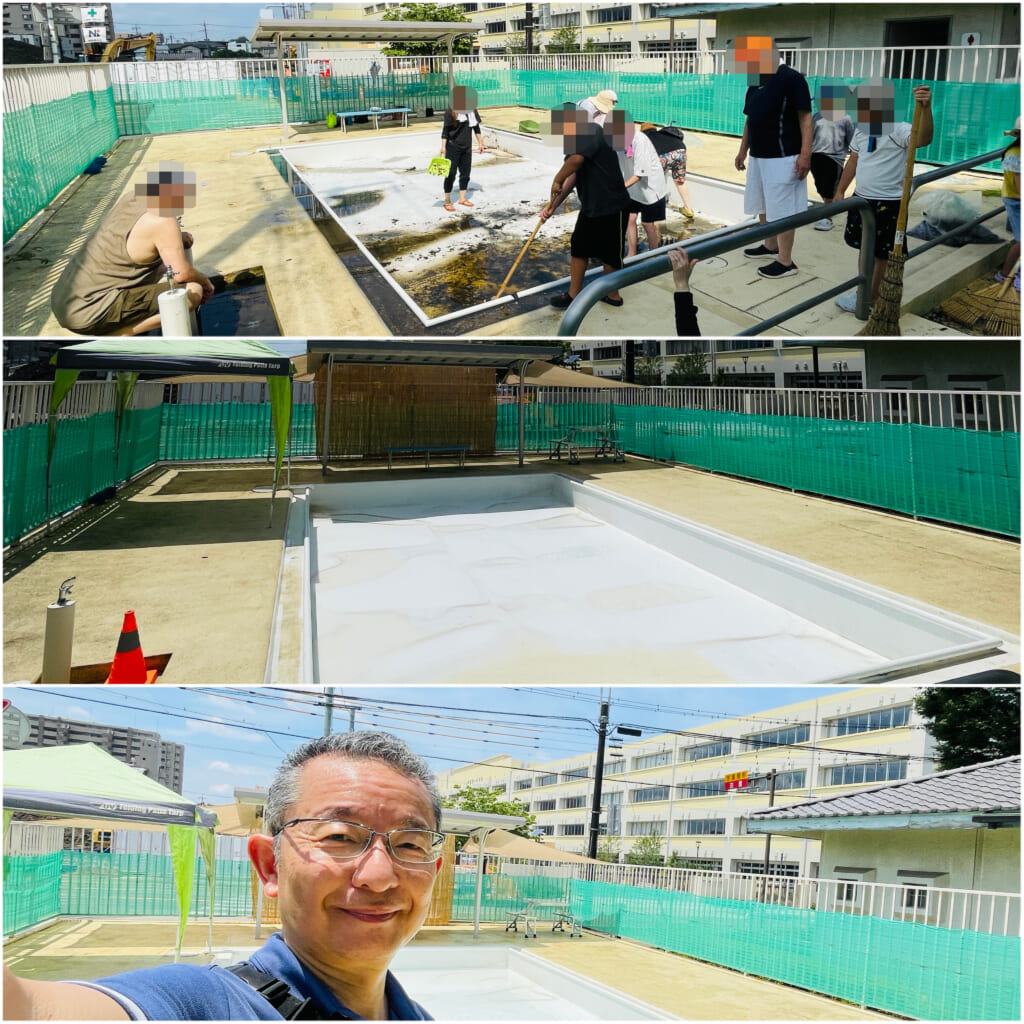 東町公園ちびっ子プール大掃除